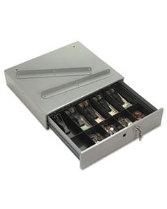 PMC04964 STEEL CASH DRAWER W/ALARM BELL & 10 COMPARTMENTS, KEY LOCK, STONE GRAY