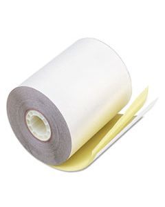 PMC07685 IMPACT PRINTING CARBONLESS PAPER ROLLS, 0.69" CORE, 3.25" X 80 FT, WHITE/CANARY, 60/CARTON