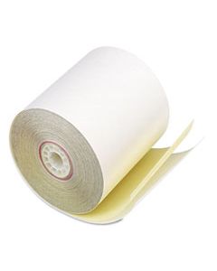 PMC07706 IMPACT PRINTING CARBONLESS PAPER ROLLS, 3" X 90 FT, WHITE/CANARY, 50/CARTON