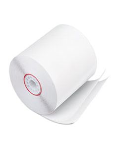 PMC07832 IMPACT PRINTING CARBONLESS PAPER ROLLS, 3" X 90 FT, WHITE/WHITE, 50/CARTON