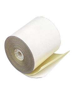 PMC09225 IMPACT PRINTING CARBONLESS PAPER ROLLS, 2.25" X 70 FT, WHITE/CANARY, 50/CARTON