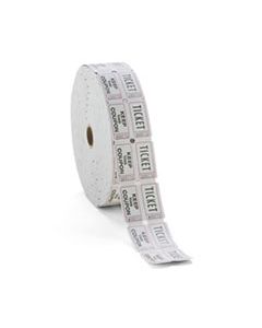 PMC59005 CONSECUTIVELY NUMBERED DOUBLE TICKET ROLL, WHITE, 2000 TICKETS/ROLL