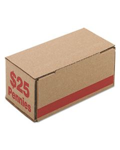 PMC61001 CORRUGATED CARDBOARD COIN STORAGE W/DENOMINATION PRINTED ON SIDE, RED