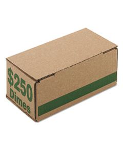 PMC61010 CORRUGATED CARDBOARD COIN STORAGE W/DENOMINATION PRINTED ON SIDE, GREEN