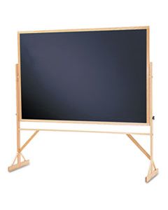 QRTWTR406810 REVERSIBLE CHALKBOARD, 72 X 48, BLACK SURFACE, OAK FRAME