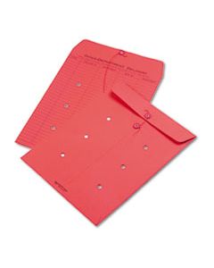 QUA63574 COLORED PAPER STRING & BUTTON INTEROFFICE ENVELOPE, #97, ONE-SIDED FIVE-COLUMN FORMAT, 10 X 13, RED, 100/BOX