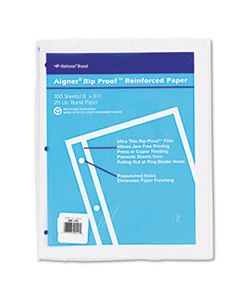 RED20121 RIP PROOF REINFORCED FILLER PAPER, 3-HOLE, 8.5 X 11, UNRULED, 100/PACK