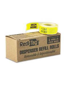RTG91001 ARROW MESSAGE PAGE FLAG REFILLS, "SIGN HERE", YELLOW, 6 ROLLS OF 120 FLAGS