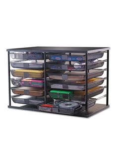 RUB1735746 12-COMPARTMENT ORGANIZER WITH MESH DRAWERS, 23 4/5" X 15 9/10" X 15 2/5", BLACK