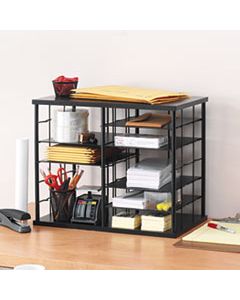 RUB1738583 12-SLOT ORGANIZER, MDF, DESKTOP SORTER, 21 X 11 3/4 X 16, BLACK