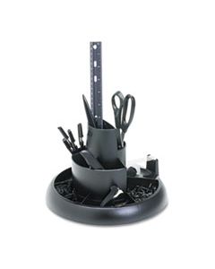 RUB25001 ROTARY DESK ORGANIZER WITH SUPPLIES, 10" DIAMETER X 13 3/8, BLACK