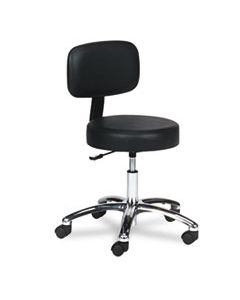 SAF3430BL PNEUMATIC LAB STOOL WITH BACK, 35.5" SEAT HEIGHT, SUPPORTS UP TO 250 LBS., BLACK SEAT/BLACK BACK, CHROME BASE