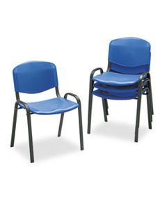 SAF4185BU STACKING CHAIR, BLUE SEAT/BLUE BACK, BLACK BASE, 4/CARTON