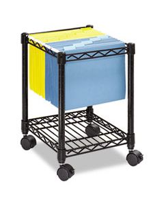 SAF5277BL COMPACT MOBILE WIRE FILE CART, ONE-SHELF, 15.5W X 14D X 19.75H, BLACK