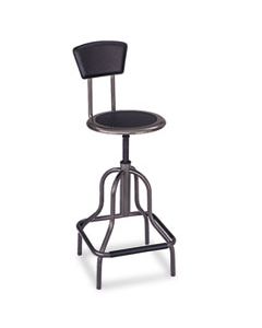 SAF6664 DIESEL INDUSTRIAL STOOL WITH BACK, 27" SEAT HEIGHT, SUPPORTS UP TO 250 LBS., PEWTER SEAT/PEWTER BACK, PEWTER BASE