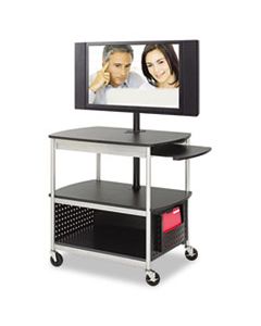 SAF8940BL SCOOT FLAT PANEL MULTIMEDIA CART, THREE-SHELF, 39.5W X 27D X 68H, BLACK