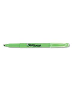 SAN27026 POCKET STYLE HIGHLIGHTERS, CHISEL TIP, FLUORESCENT GREEN, DOZEN