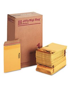 SEL66253 JIFFY RIGI BAG MAILER, #1, SQUARE FLAP, SELF-ADHESIVE CLOSURE, 7.25 X 10.5, NATURAL KRAFT, 250/CARTON