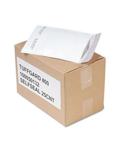 SEL49677 JIFFY TUFFGARD SELF-SEAL CUSHIONED MAILER, #00, BARRIER BUBBLE LINING, SELF-ADHESIVE CLOSURE, 5 X 10, WHITE, 25/CARTON