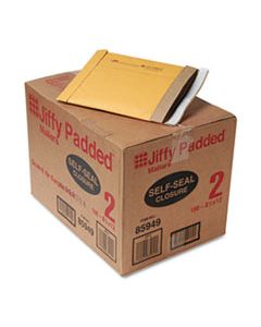 SEL67068 JIFFY PADDED MAILER, #2, PAPER LINING, SELF-ADHESIVE CLOSURE, 8.5 X 12, NATURAL KRAFT, 100/CARTON