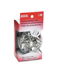 ACC71138 PRESENTATION CLIPS, ASSORTED SIZES, SILVER, 30/BOX