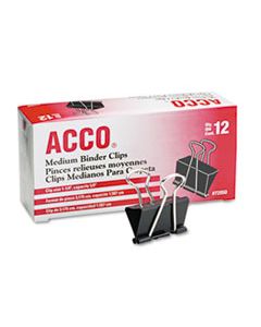 ACC72050 BINDER CLIPS, MEDIUM, BLACK/SILVER, DOZEN