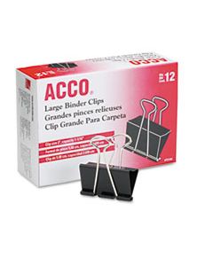 ACC72100 BINDER CLIPS, LARGE, BLACK/SILVER, DOZEN