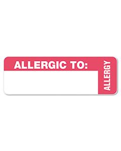 TAB40562 MEDICAL LABELS, ALLERGIC TO, 1 X 3, WHITE, 500/ROLL
