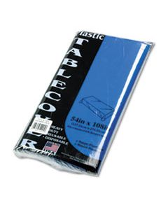 TBL549BL TABLE SET RECTANGULAR TABLE COVER, HEAVYWEIGHT PLASTIC, 54 X 108, BLUE, 6/PACK