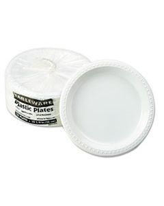 TBLTM10644WH PLASTIC DINNERWARE, PLATES, 10 1/4" DIA, WHITE, 125/PACK