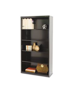 TNNB66BK METAL BOOKCASE, FIVE-SHELF, 34-1/2W X 13-1/2D X 66H, BLACK