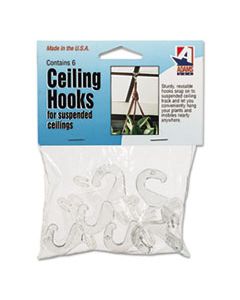 ADM1900993241 CLEAR PLASTIC CEILING HOOKS, 5/16 X 3/4 X 1 3/8, 6/PACK