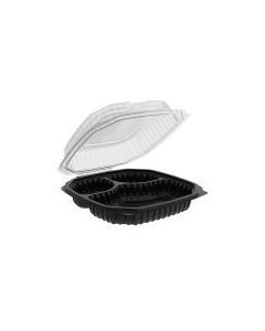 ANC-4690931 ANCHOR 4690931 CULINARY LITES 3 COMPARTMENT HINGED CONTAINER 21/5/5 OZ BLACK/CLEAR 120/CS