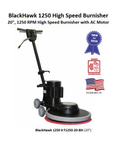 BLACKHAWK 1250 RPM BURNISHER,  1-1/2 HP TEFC AC 115V 50/60 Hz WITH A 14-3 TWO PIECE POWER CORD