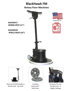 BLACKHAWK XHD 17 INCH FLOOR MACHINE W/ 2-PIECE DESIGN & HAWK-LOK DRIVER, 1-1/2 HP AC 110V 60 Hz,  11:1 GEARS