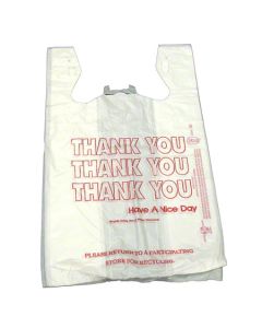 CD-THW1VAL  UNISTAR 1367-2192 BAG POLY T-SHIRT, WHITE. RED PRINT “THANK YOU” 11.5” X 6.5” X 21” HD 12.5MIC 900/CS