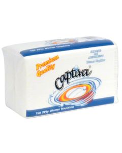 ME-05401 MERIT CAPTIVA DINNER NAPKIN, WHITE, 2 PLY, 14” X 16” 20/150/Cs
