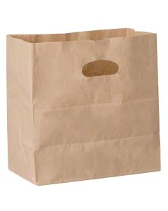 DU-84245 BAG DIE CUT HDLE 40#BW KRAFT 11X6X11 100% RECYCLED 500/BD