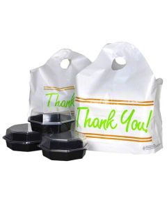 EK-TO211810TY BAG POLY TAKE OUT "THANK YOU" HDPE 21X18+10BG 38MIC 500/CS