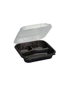 GEN-PV203 LRG. 3-CMPT CONTAINER 9.50 X 9.13 X 2.78 BLACK/CLEAR TOP 150/CS