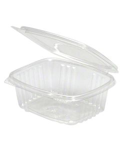 GEN-AD12 CONT PLAS HNGD 12OZ CLR 200/CS PET 5.38X4.5X2.5 FLAT LID