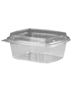 GEN-AD12F CONT PLAS HNGD 12OZ CLR 200/CS PET 5.38X4.5X2.5 DOME LID