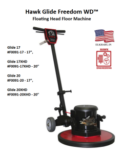 GLIDE 20 INCH FLOOR MACHINE, 1-1/2 HP AC 115V 60 Hz 