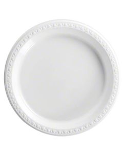 HU-81209 PLATE PLAS 9" WHT HVY GLOSSY 500/CS