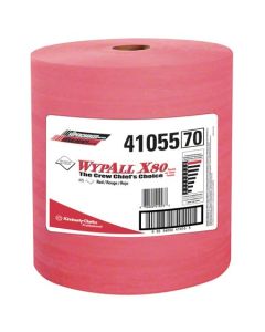 KC-41055 WYPALL 41055 X80 WIPER CLOTH 12.5" X 13.4", RED, REUSABLE, DISPOSABLE, (475 SHEET PER ROLL)