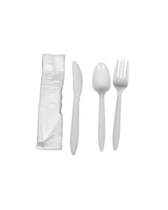 ME-AM4KIT-W MERIT CUTLERY KIT KNIFE, FORK, TEASPOON, NAPKIN MED WEIGHT 250/CS