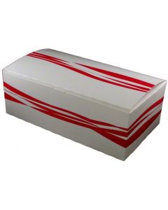 ME-CH2 MERIT CH2 TUCK TOP TAKE OUT CHICKEN BOX, 9" X 5" X 3", PAPER, WHITE W/RED STRIPES 250/CS