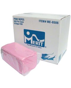 ME-8506 MERIT FOODSERVICE TOWEL 11.5" x 24" PINK POLY WRAPPED 9/100/CS