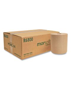 MORR6800 MORCON HARDWOUND ROLL TOWEL 8"x 800' BROWN 6/CS
