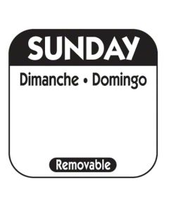 NC-R107R LABEL SUNDAY REMOV 1M/RL TRILINGUAL 1X1